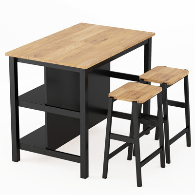 Nadbus 43.3" Solid Wood Kitchen Island Set