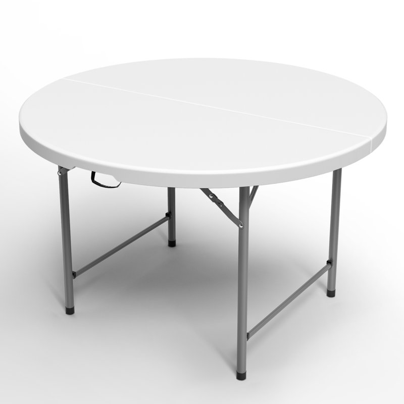 Plastic Round Folding Table, Portable Foldable Party Banquet Table for Camping Dining Outdoor Picnic, 29.5" H x 66" L x 66" D
