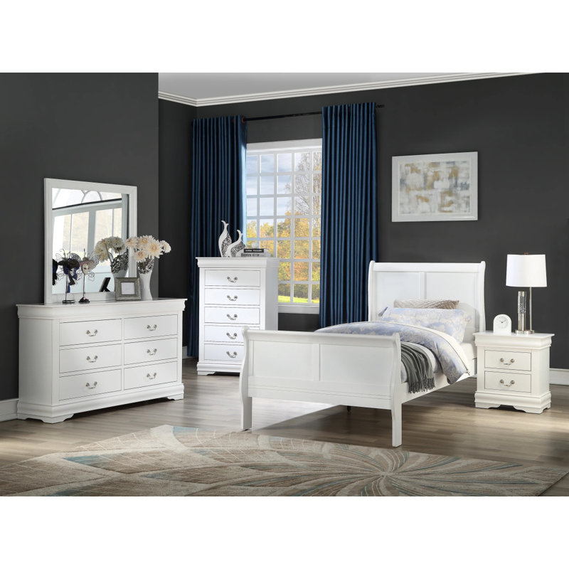 Mobilier de chambre à coucher en bois massif Louis Phillipe, Twin