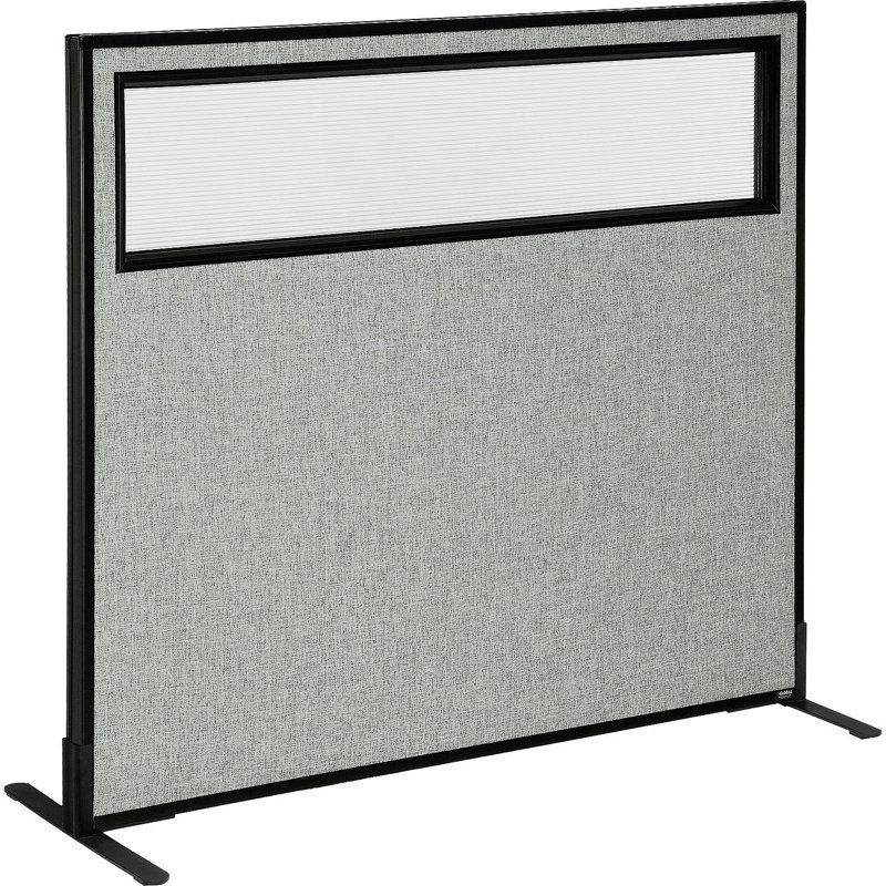Gray Freestanding Office Partition Panel with Partial Window