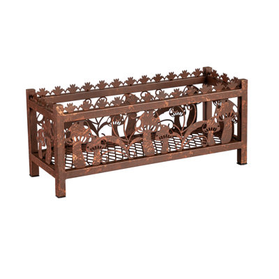 Metal Rectangular Planter with Laser Cut Mushroom Pattern