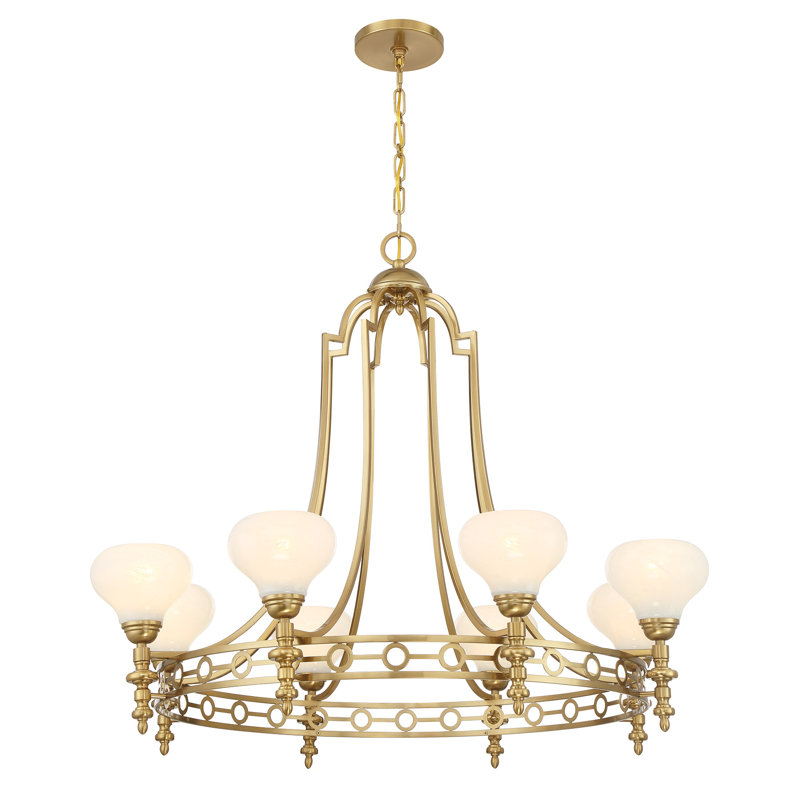 Hoekstra 8-Light Chandelier in Warm Brass, Brass