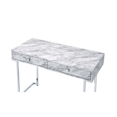 Printed Faux Marble Top Writing Desk