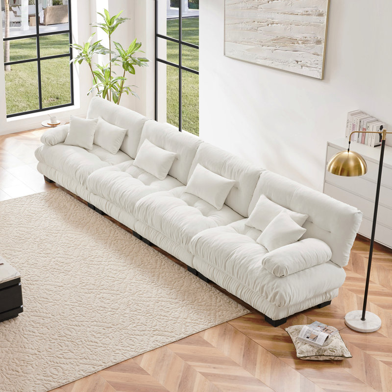 Canapé modulaire 4 places à assise profonde et canapé modulaire, canapé en chenille Canapé rembourré confortable pour salon, appartement, studio, bureau, chenille