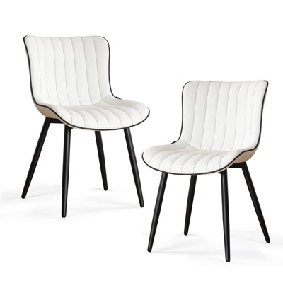 Heitger Leather Upholstered Side Chairs Modern Dining Chairs, Wingback Dining Room Chair