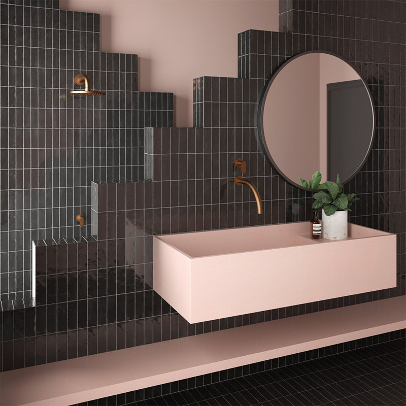 Carrelage mural en porcelaine Charm 2X6, Chapeau noir