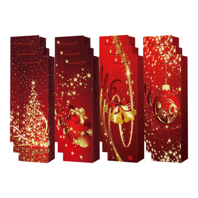 Christmas Wine Gift Bags (Festive Red) (Asstd) - Set Of 12