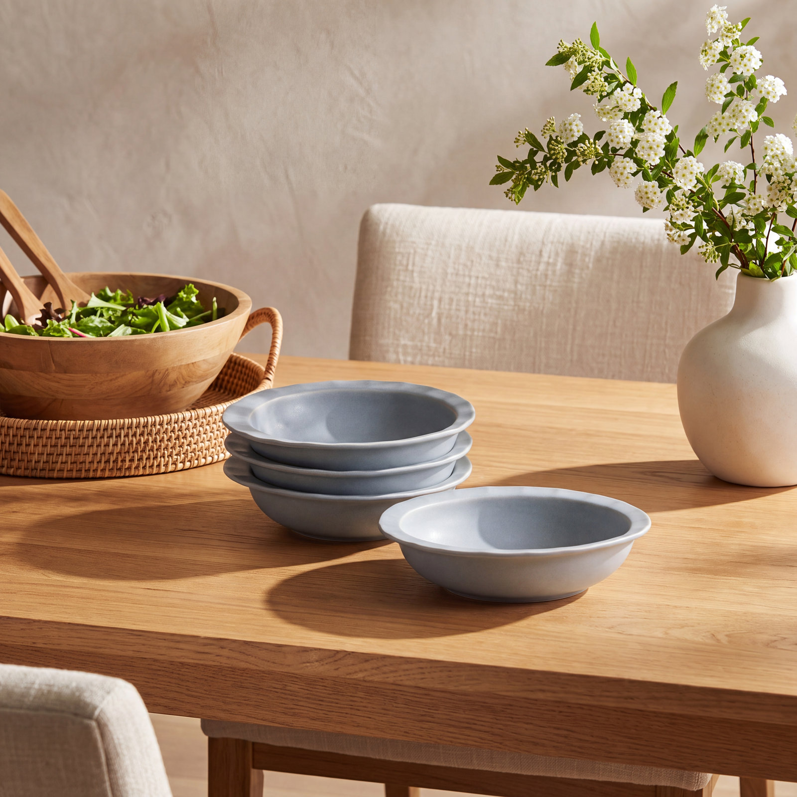 Oasis Stoneware Pasta Bowl, Gray Blue