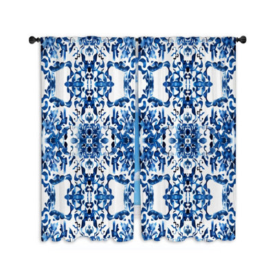 Rideaux géométriques géométriques à motif monochromatique - 2 panneaux