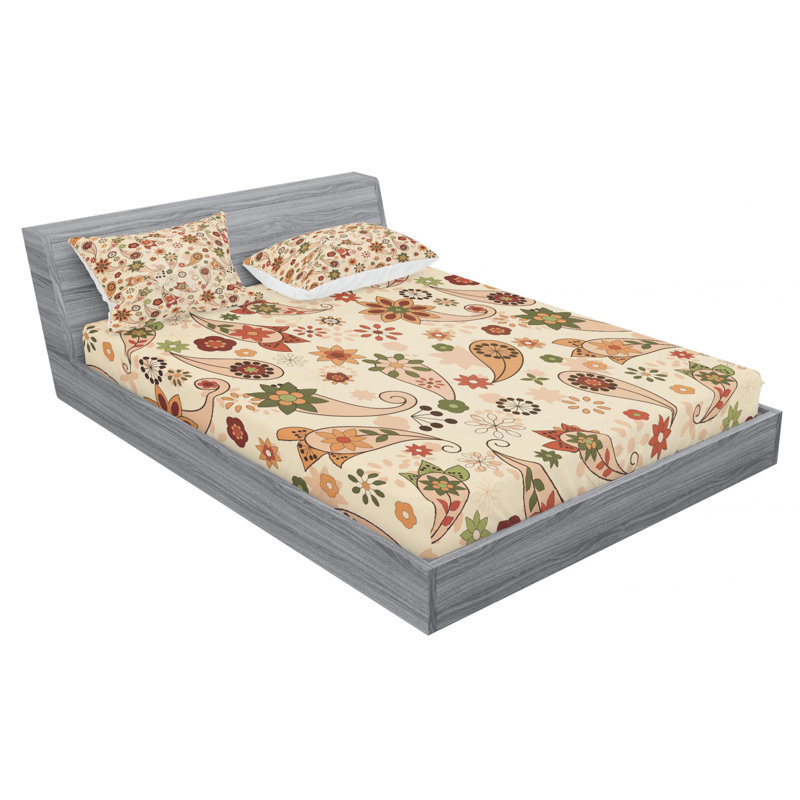 Microfiber Paisley Sheet Set, Full Sheet Set with Fitted Sheet