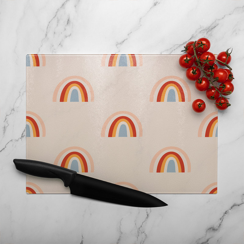 Bohemianl Ethnic Pattern Glass Chopping Board, 40cm L x 28cm W