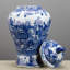 Blue and White Temple Jar with Lid