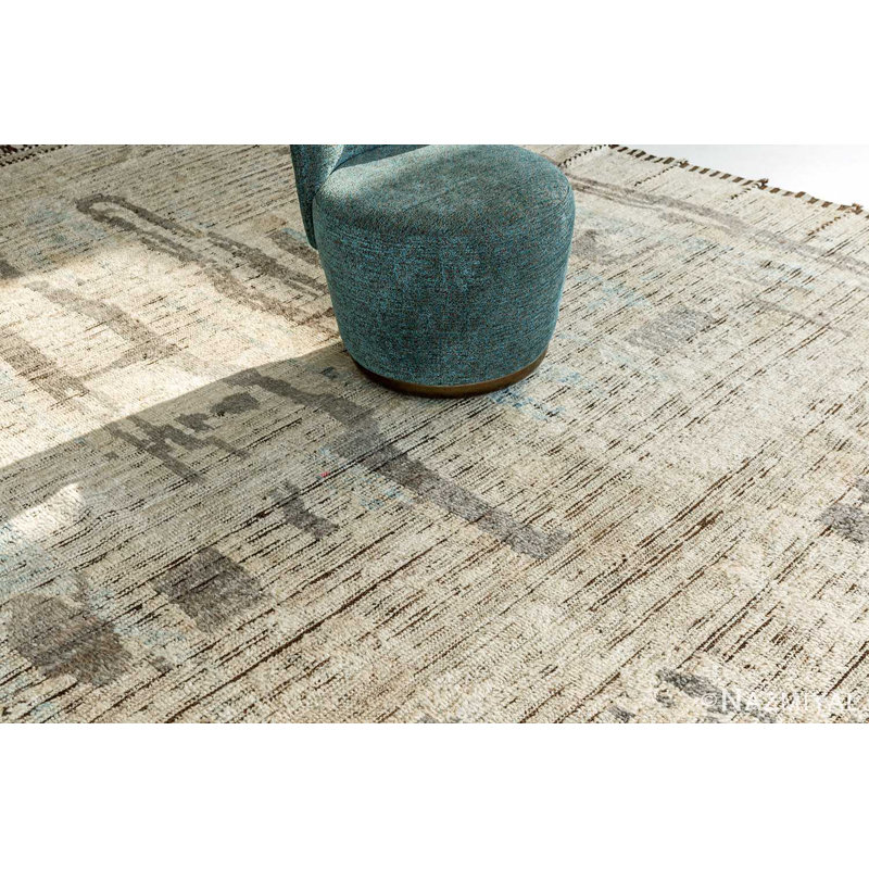 Modern Distressed One-of-a-Kind Rectangle 9'9" X 13'9" Area Rug