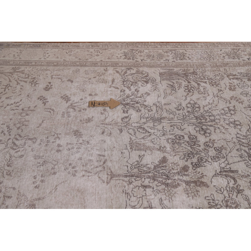 One-of-a-Kind Rectangle 6'7'' X 9'10'' 1950s Wool Area Rug in Beige