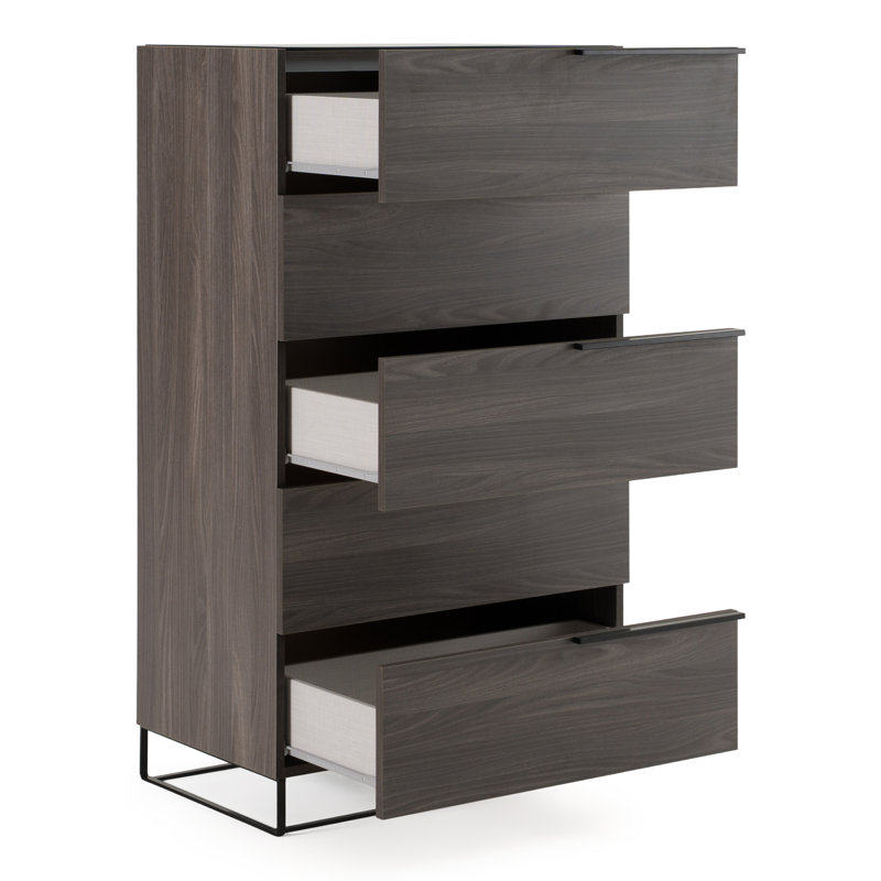 Commode 5 tiroirs Salisbury, Placage en noyer gris