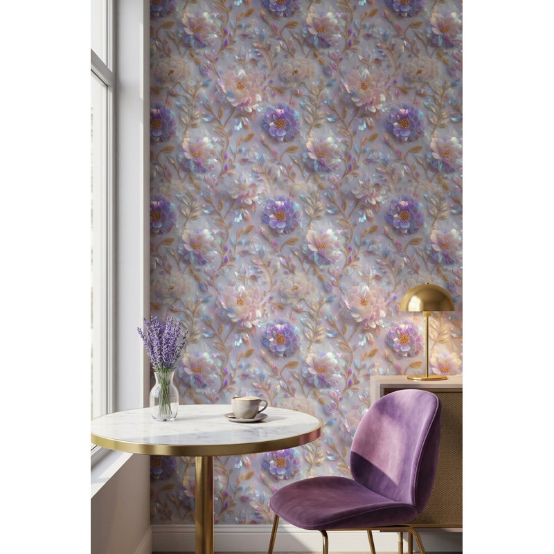Floral Wallpaper Iridescent Modern Decorative Mural