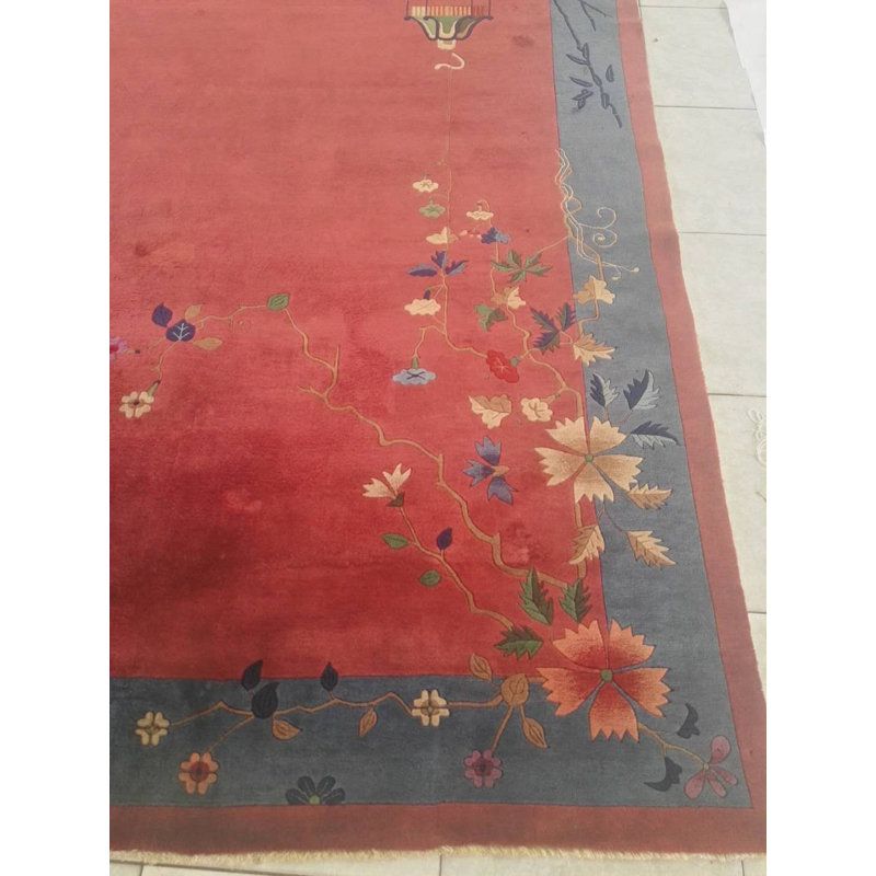 Purple Chinese - Art Deco 1920s Wool Room Size Rectangle Antique Knotted Rug