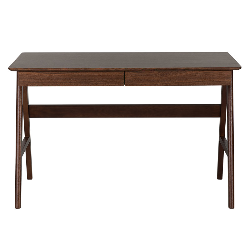 Marcello Solid Wood Base Writing Desk, Dark Brown, Dark Brown