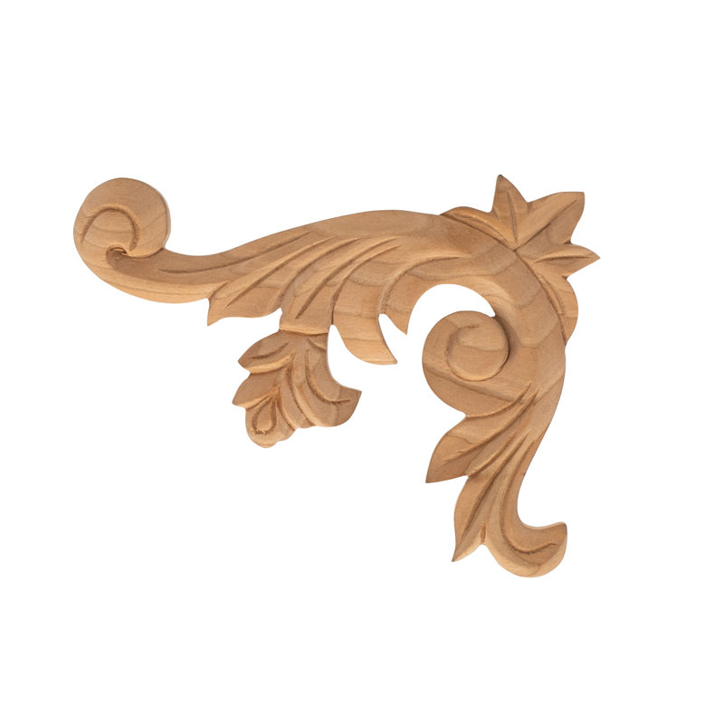 Small Hand Carved Cherry Wood Scroll Onlay