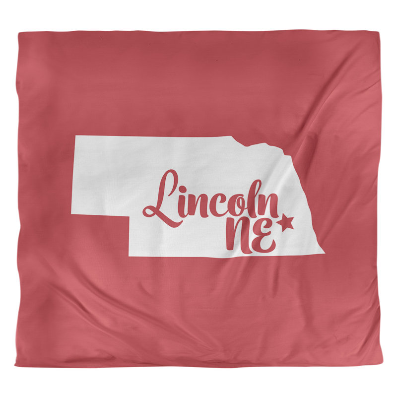Housse de couette lincoln nebraska, Microfibre, Housse de couette pour très grand lit, Rouge