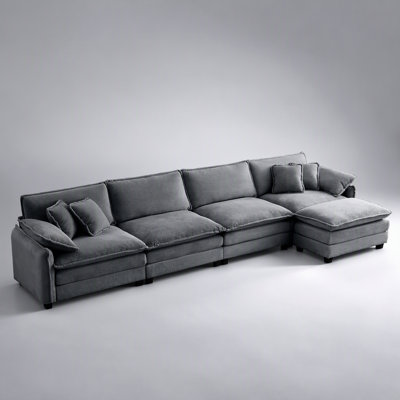 Canapé Corduroy moderne à 4 places avec 1 repose-pieds, confortable et élégant pour le bureau, le salon et l’appartement