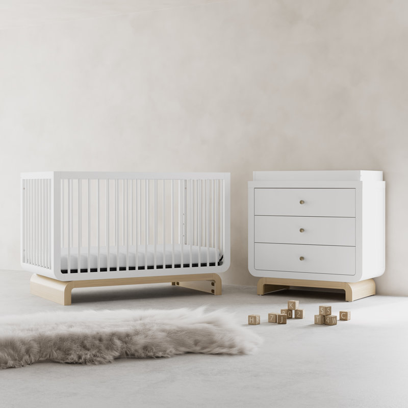 Santorini 5-In-1 Convertible Crib, White/Driftwood, Crib