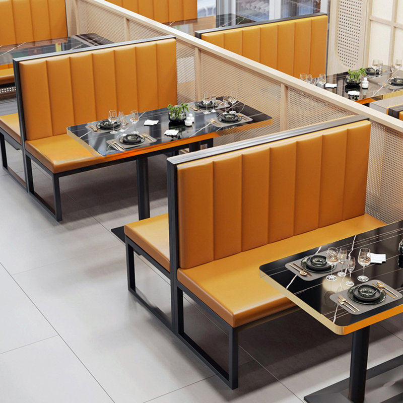 Banc rembourré en similicuir Modern, Orange