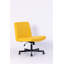 Chaise de bureau jaune à accoudoirs croisés en lin avec roulettes - Polyvalente pour le bureau personnel, la méditation et le maquillage-130589238-130589236