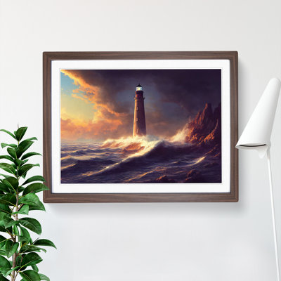 Dramatic Lighthouse Seascape 1 Piece Single Picture Frame Wall Art