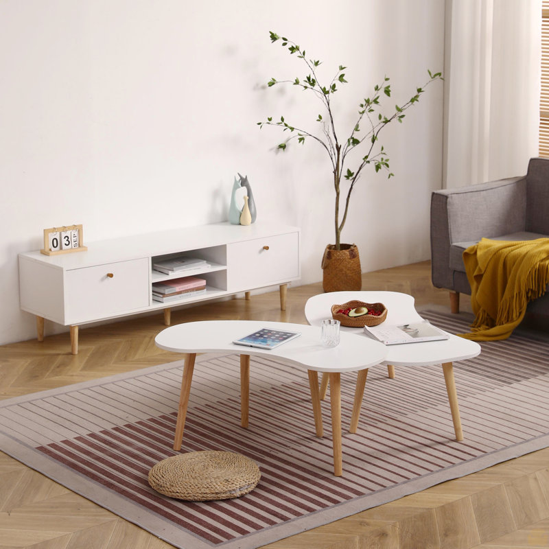 Table basse avec pieds en bois massif