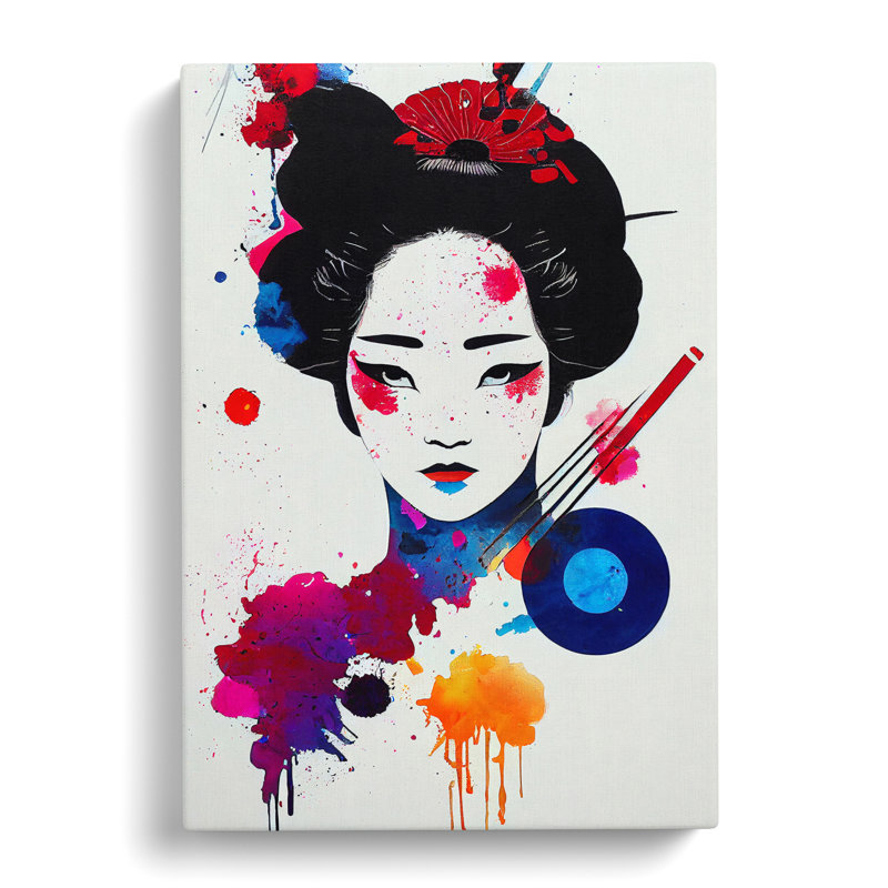 Splashed Geisha No.2 - Wrapped Canvas, 60cm H x 40cm W x 3cm D