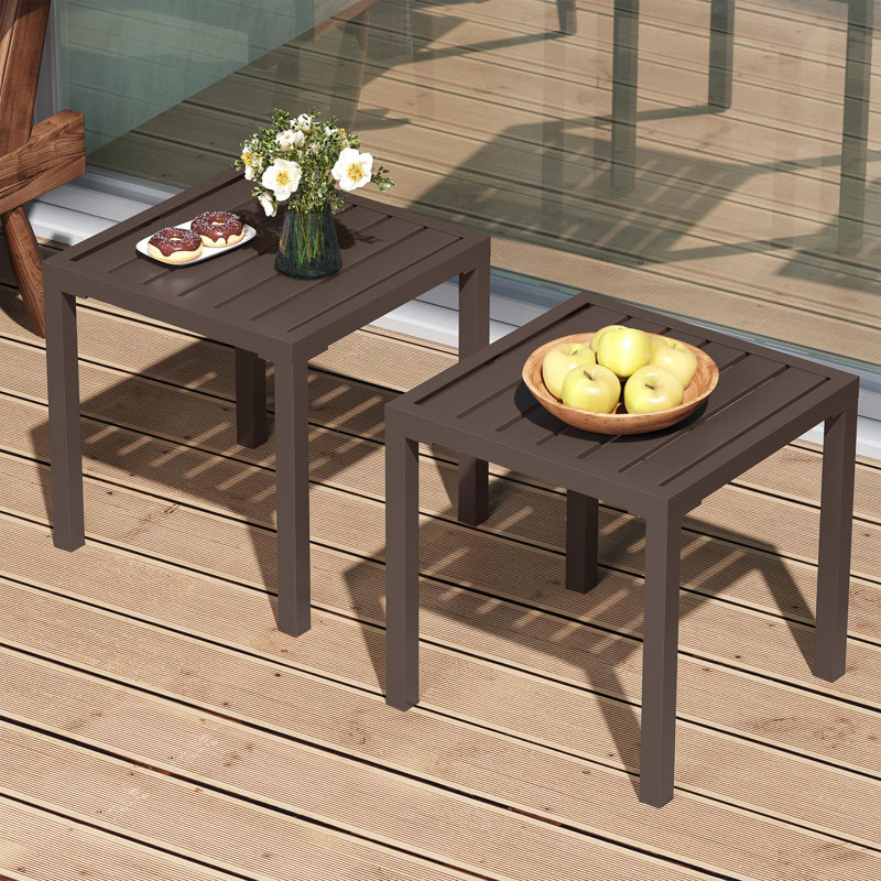Square Side/End Table ( Set Of 2 ), Brown