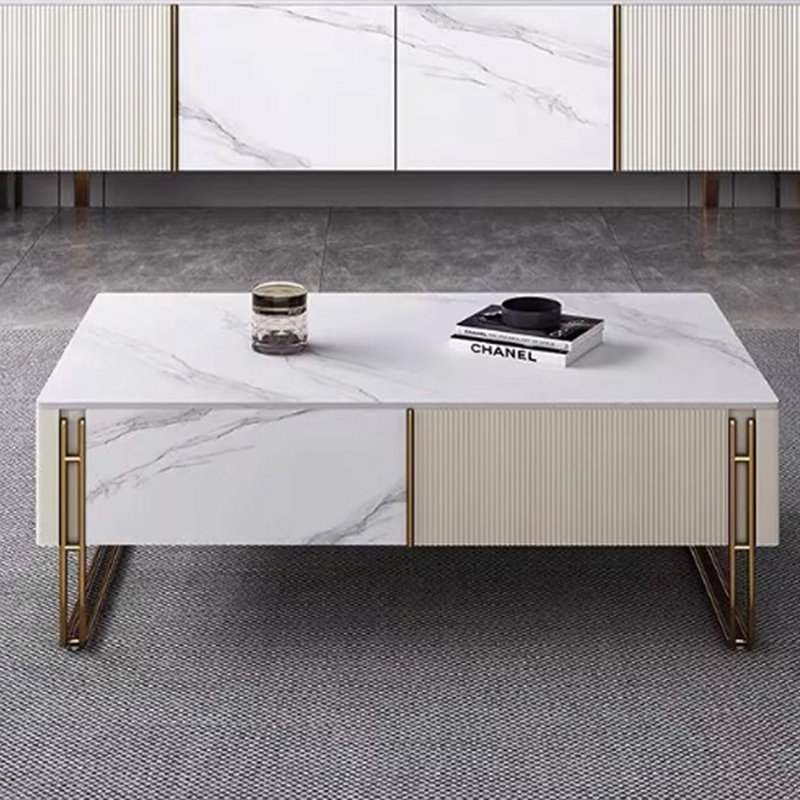 Table basse italienne classique, H 17,71 po x L 39,37 po x l 23,62 po, Blanc