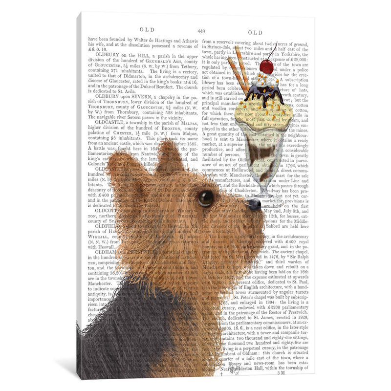 Impression sur toile tendue Fab Funky «Yorkshire Terrier Ice Cream on Print», H 12 po x l 8 po x P 0,75 po, Toile tendue