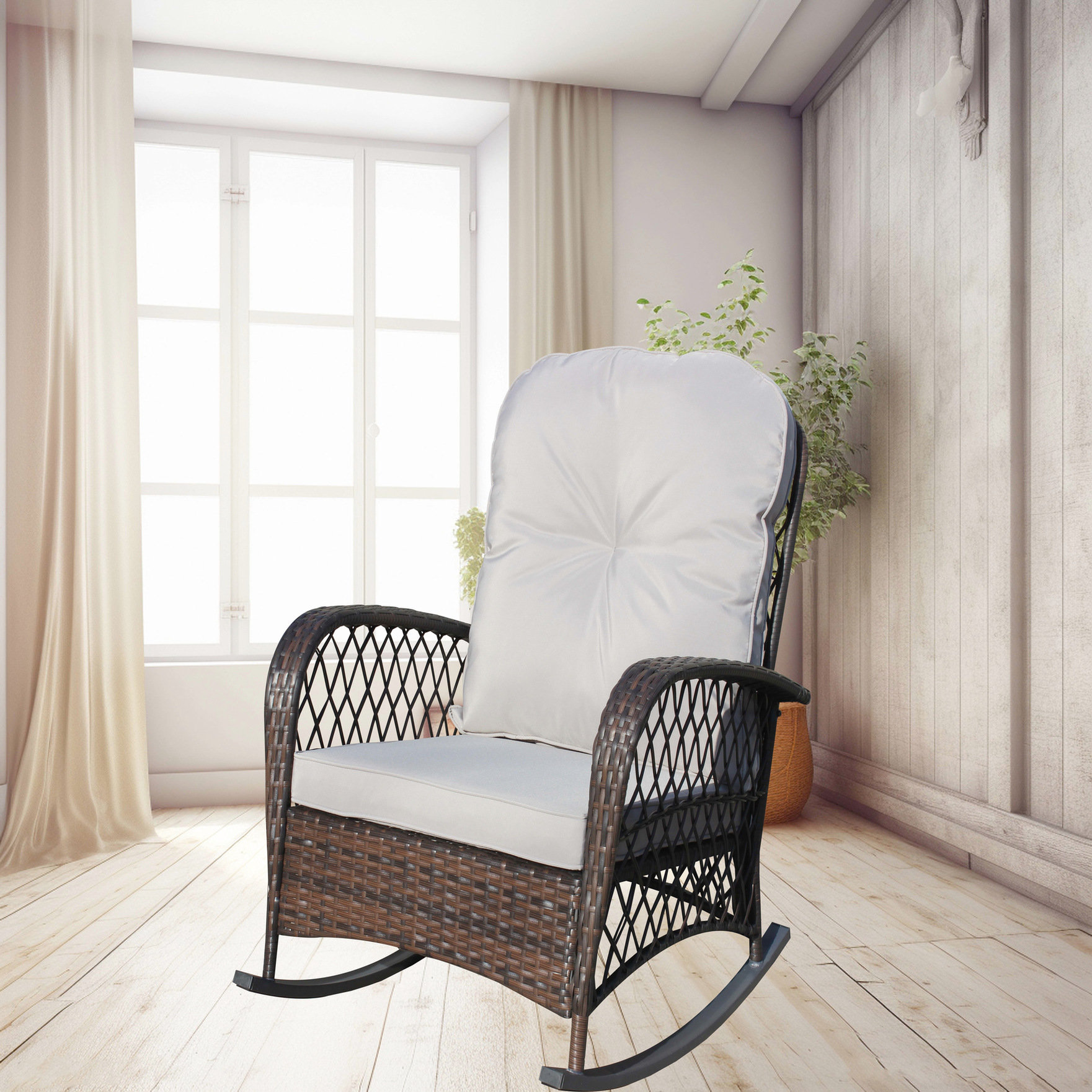 Outside Steel Rocker Dakota Fields Outdoor Rocker With Steel Frame And Soft Cushion Thick ...