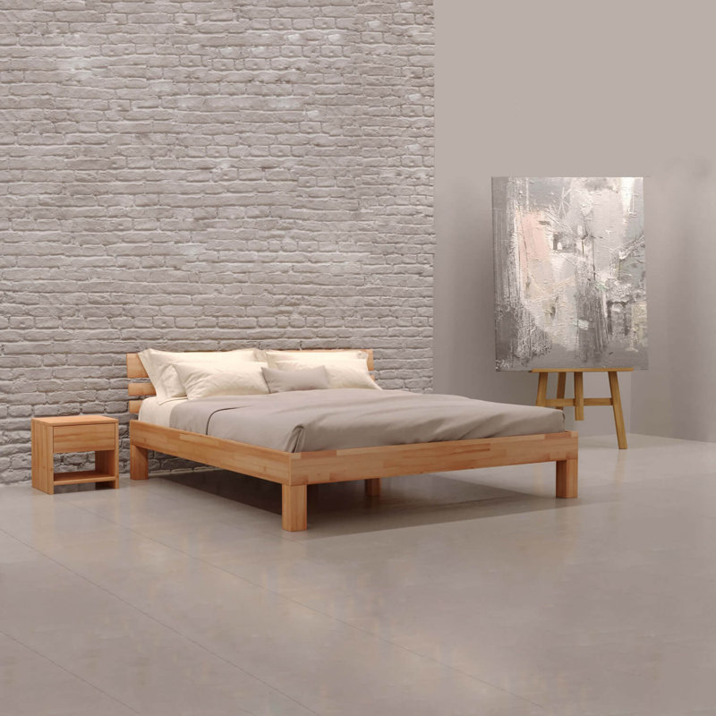 Rosalind Solid Wood Bed, Beech, European Single (90 x 200cm)