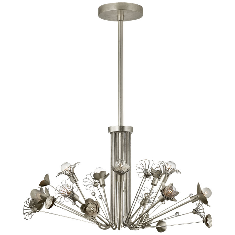 Keaton 6 - Light Chandelier, Burnished Silver Leaf