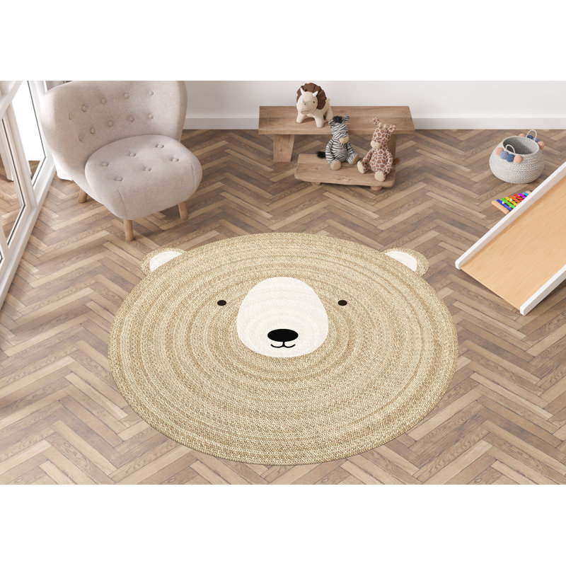Round Calliah Vinyl Machine Printed Area Rug, Round 4'11.1"