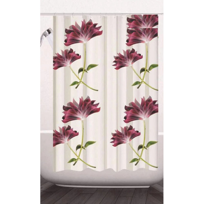 Sheer Single Curtain Panel, Purple Floral