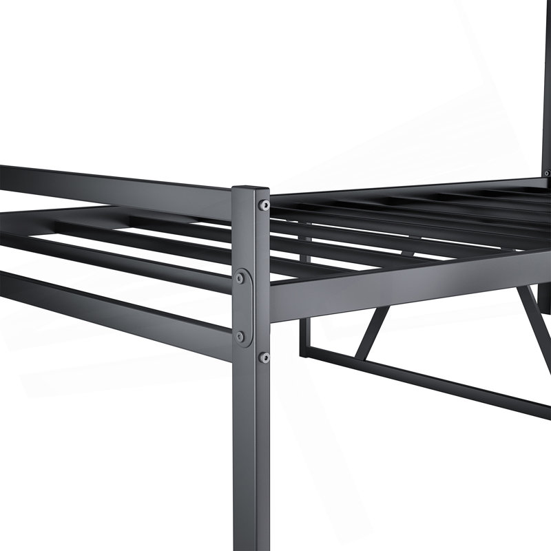 Structure de lit plateforme en métal avec tête de lit, structure en métal robuste, aucun sommier nécessaire