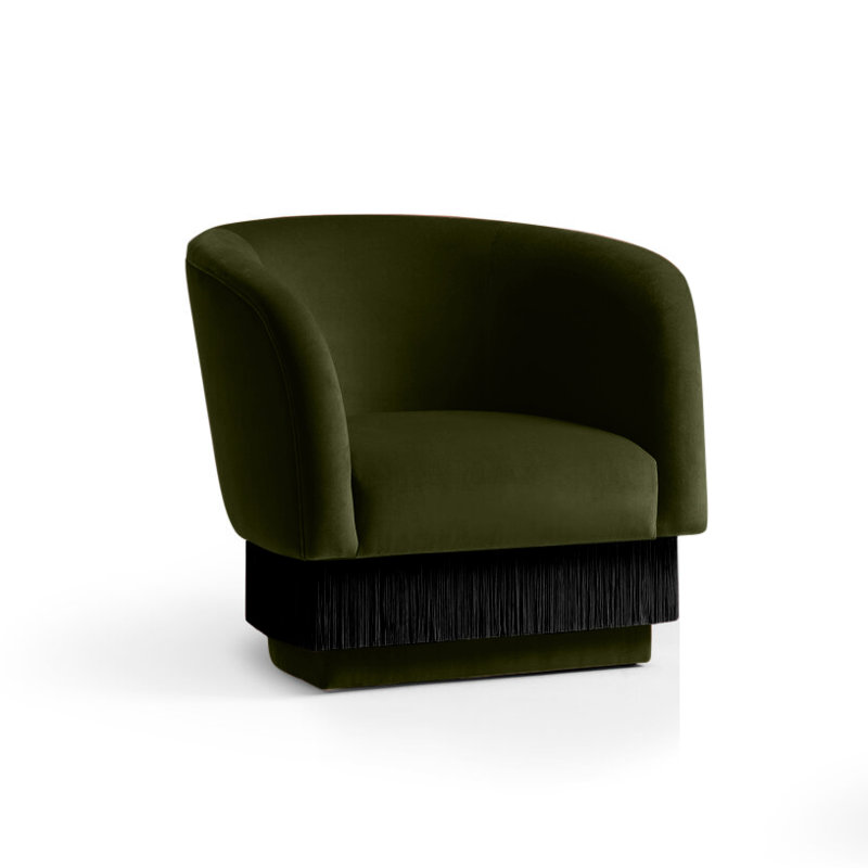 La Folie 32'' Wide Velvet Barrel Chair, Kiwi Velvet