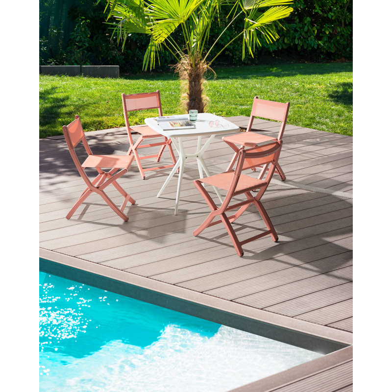 Foldable Outdoor Patio Dining Side Chair, Red