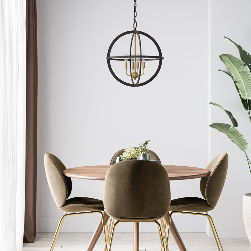 Luminaire suspendu sphère 4 lumières Demetricus, Bronze