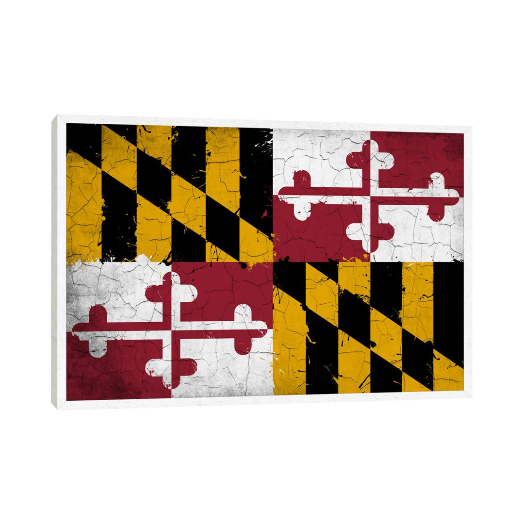 Maryland Cracked Fresh Paint State Flag by ICanvas - Print on Canvas