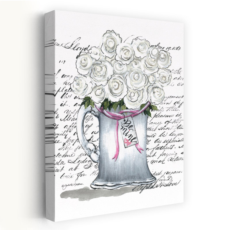 «Be Mine Roses», art contemporain de fleur rose contemporain, H 24 po x l 16 po