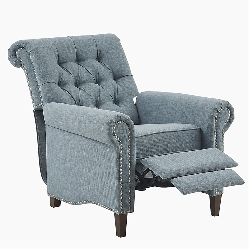 Aidan Push Back Recliner, Recliner Chair Modern Recliner, Blue Fabric
