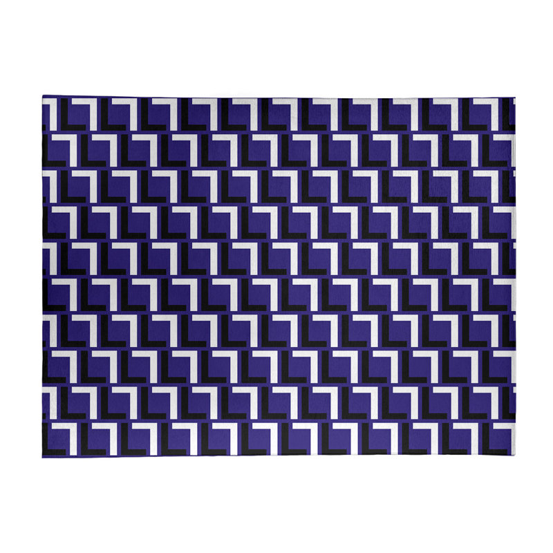 Tapis géométrique mauve / blanc cassé / noir, Rectangle 8 pi x 10 pi