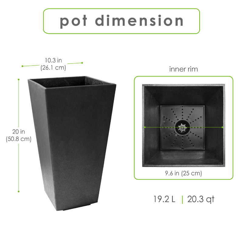 Tierra Verde 10" x 20" Sonata Rectangle Planter In Slate, Made from Rubber materials