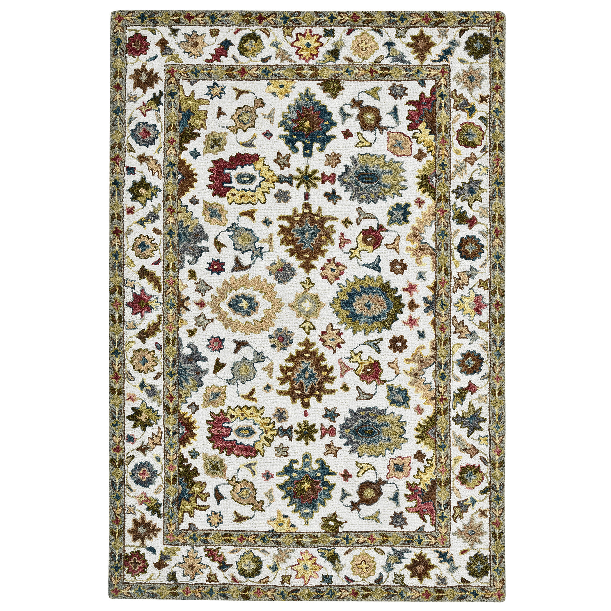 Bungalow Rose Tricity Traditional Ivory Hand-Hooked Area Rug | Wayfair