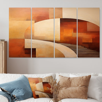 "Escalier vers l'autre côté", art mural abstrait sur toile, 4 pièces
